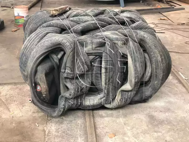 waste rubber tire bale