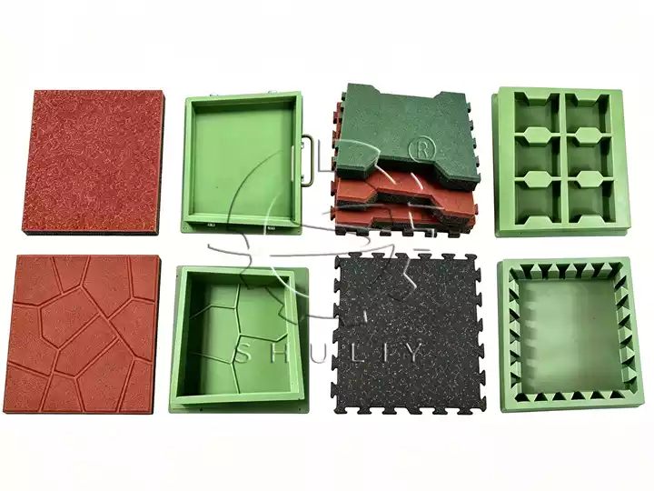rubber tile moulds and finished rubber floor tiles