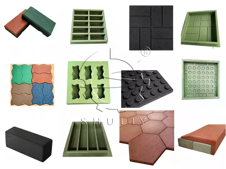 rubber tiles making machine various rubber paver molds and samples
